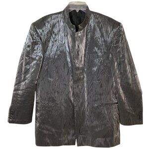 Vintage Y2K Falcone Silver Animal‎ Print Mock Neck Blazer - Men's Size 42 Reg